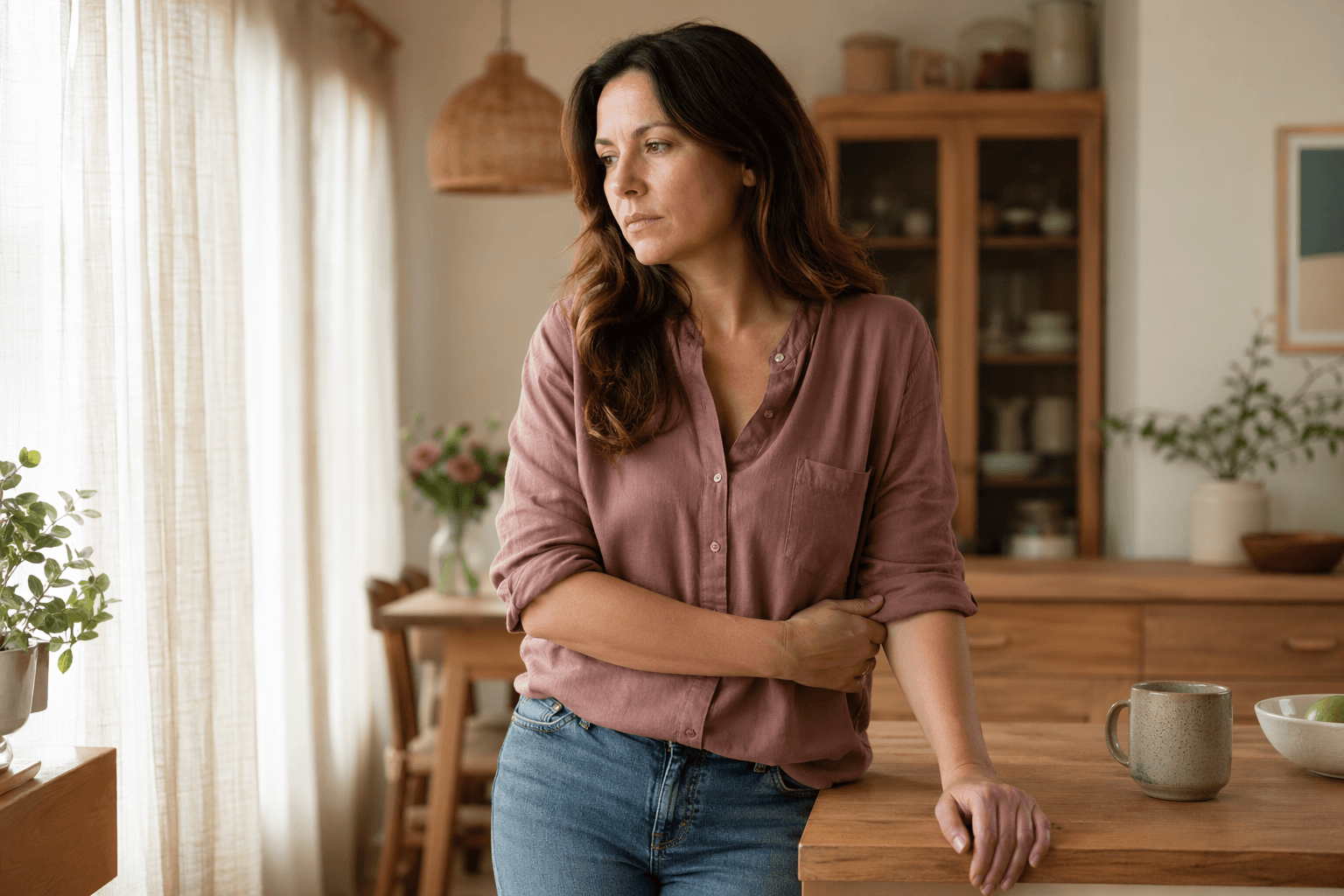 Woman reflecting on her health journey